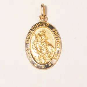 10K Yellow Gold Saint Christopher Medallion Pendant