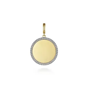 14K Y Gold 0.50cttw Diamond Frame Round  Medallion Pendant