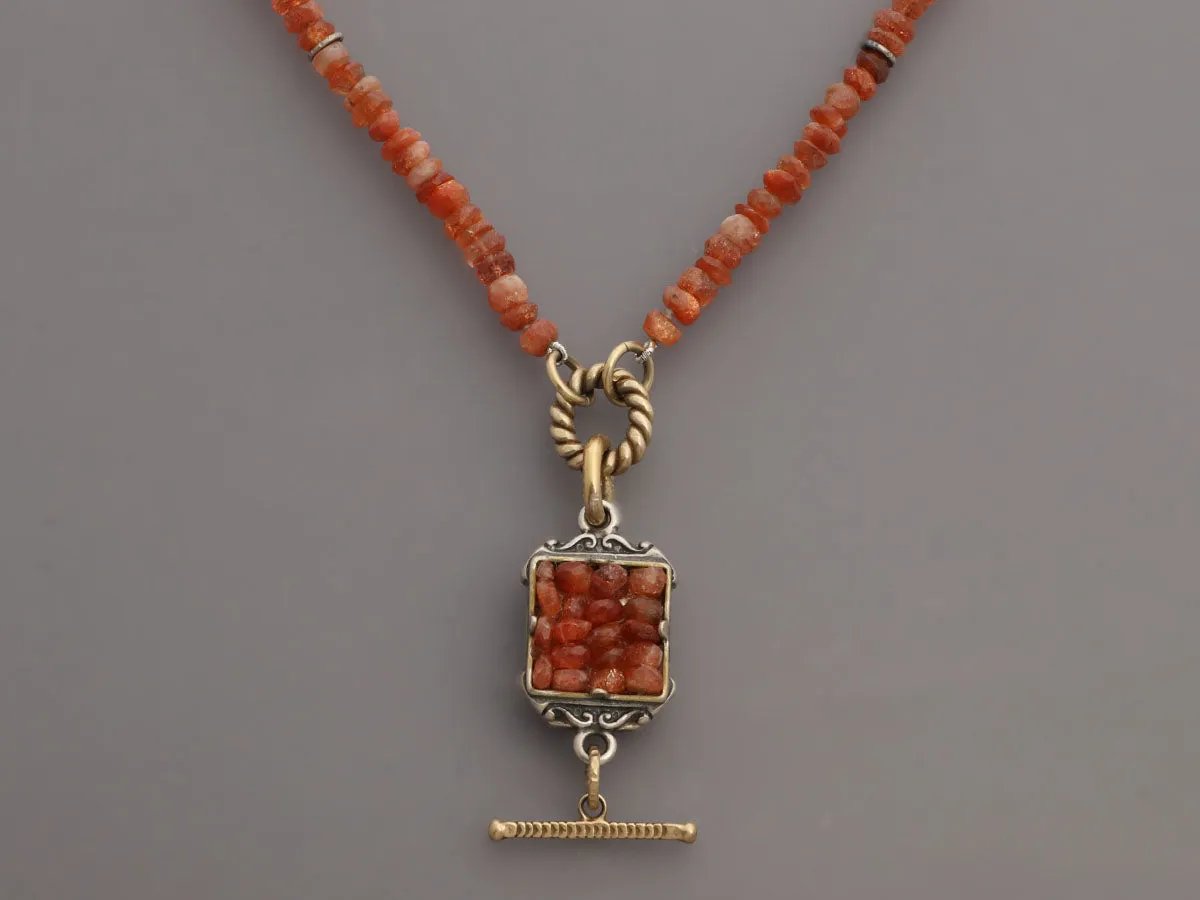 Alana Leigh Long Sunstone Medallion Pendant Necklace