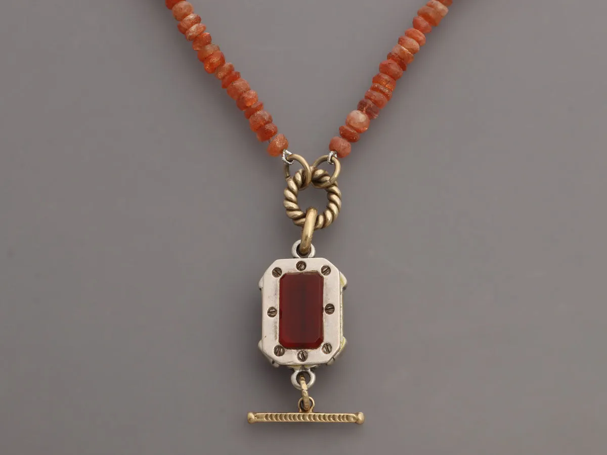 Alana Leigh Long Sunstone Medallion Pendant Necklace