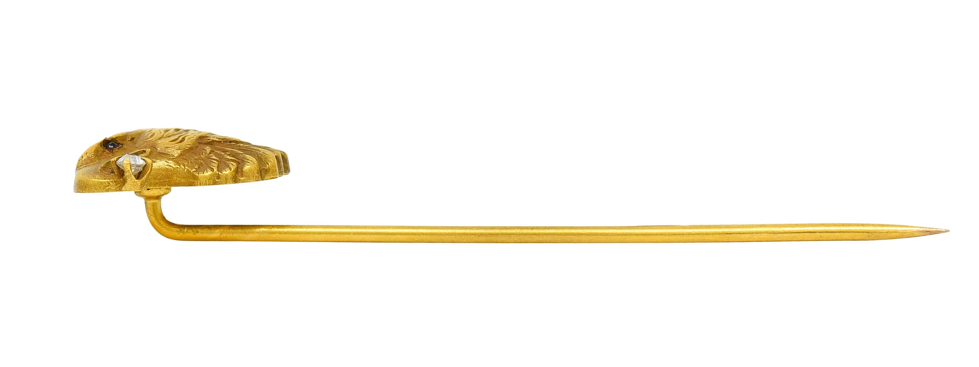 Art Nouveau Diamond 14 Karat Gold Eagle Bust Stickpin