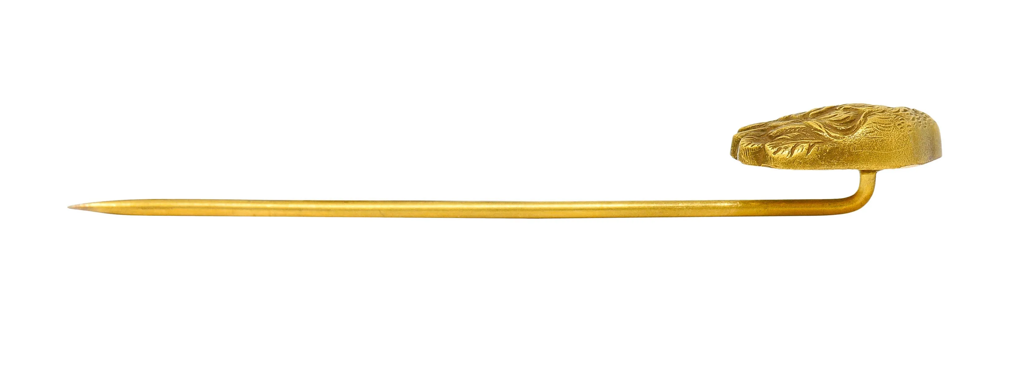 Art Nouveau Diamond 14 Karat Gold Eagle Bust Stickpin