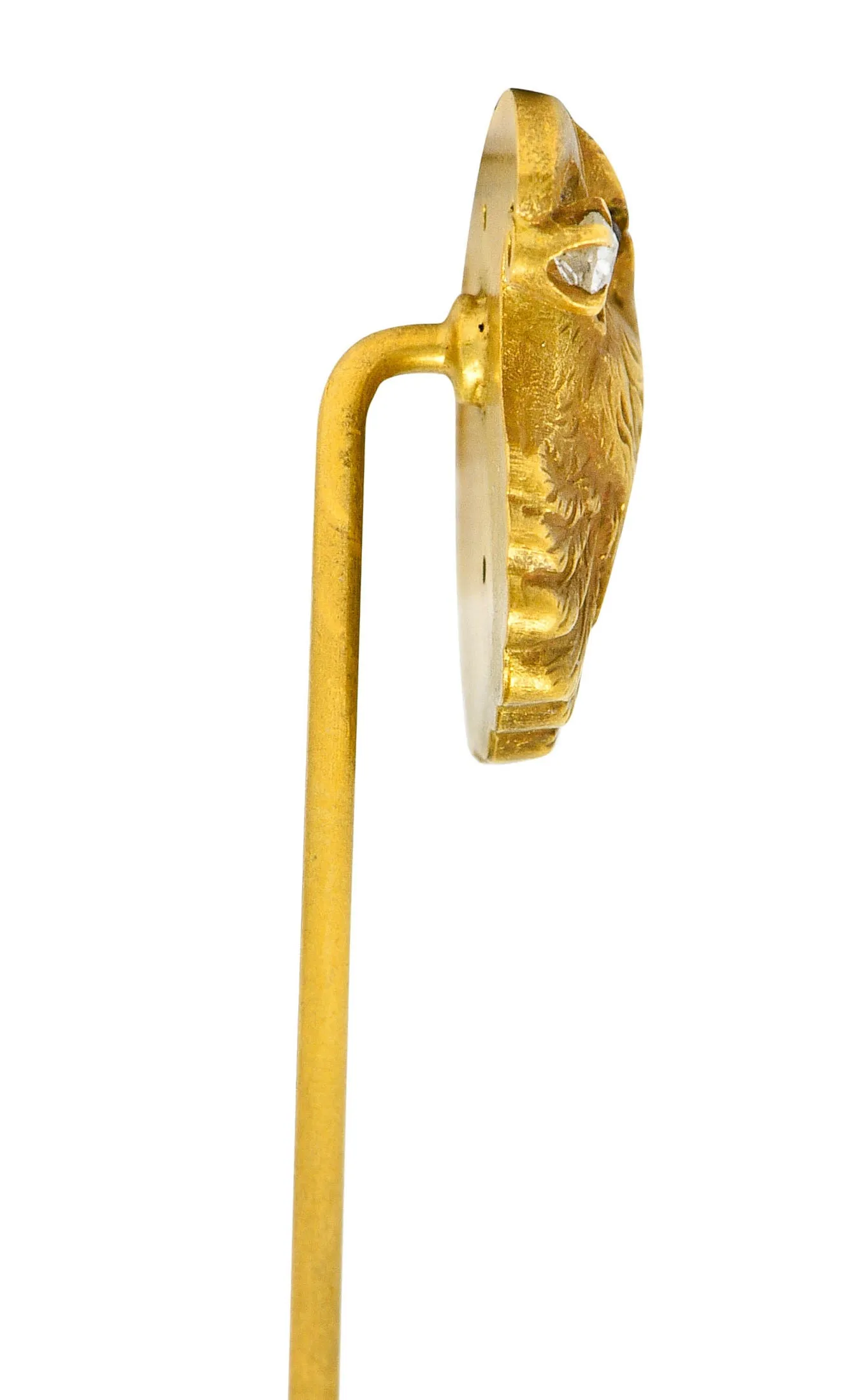 Art Nouveau Diamond 14 Karat Gold Eagle Bust Stickpin