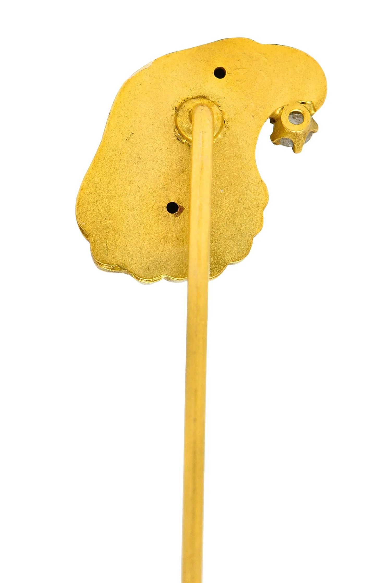 Art Nouveau Diamond 14 Karat Gold Eagle Bust Stickpin