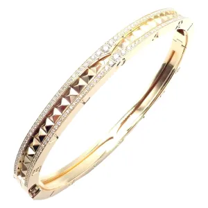Authentic! Bulgari Bvlgari B.Zero1 Rock 18k Yellow Gold Diamond Bangle Bracelet