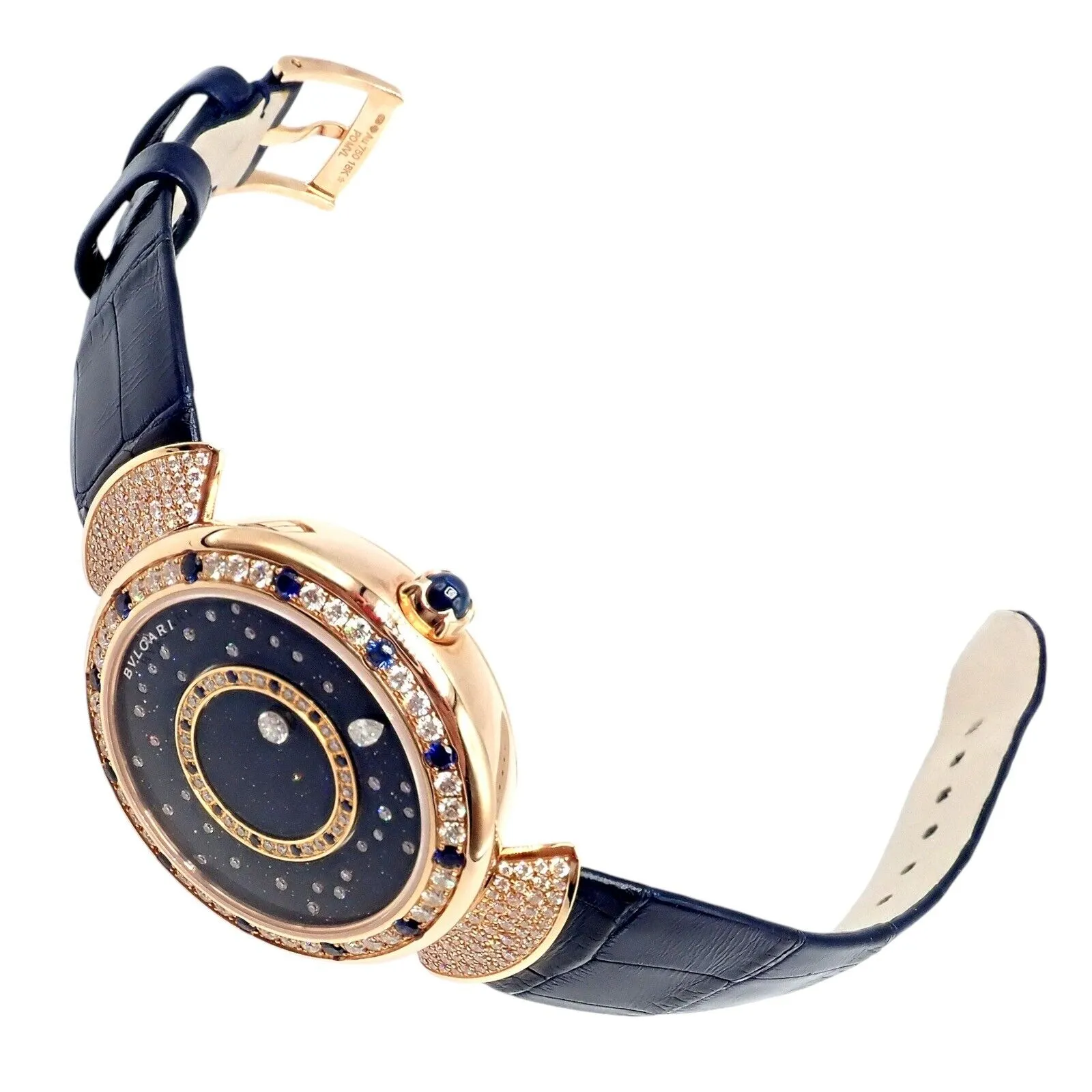 Bulgari 18k Rose Gold Diamond Sapphire Divas Dream Automatic Roman Night Watch