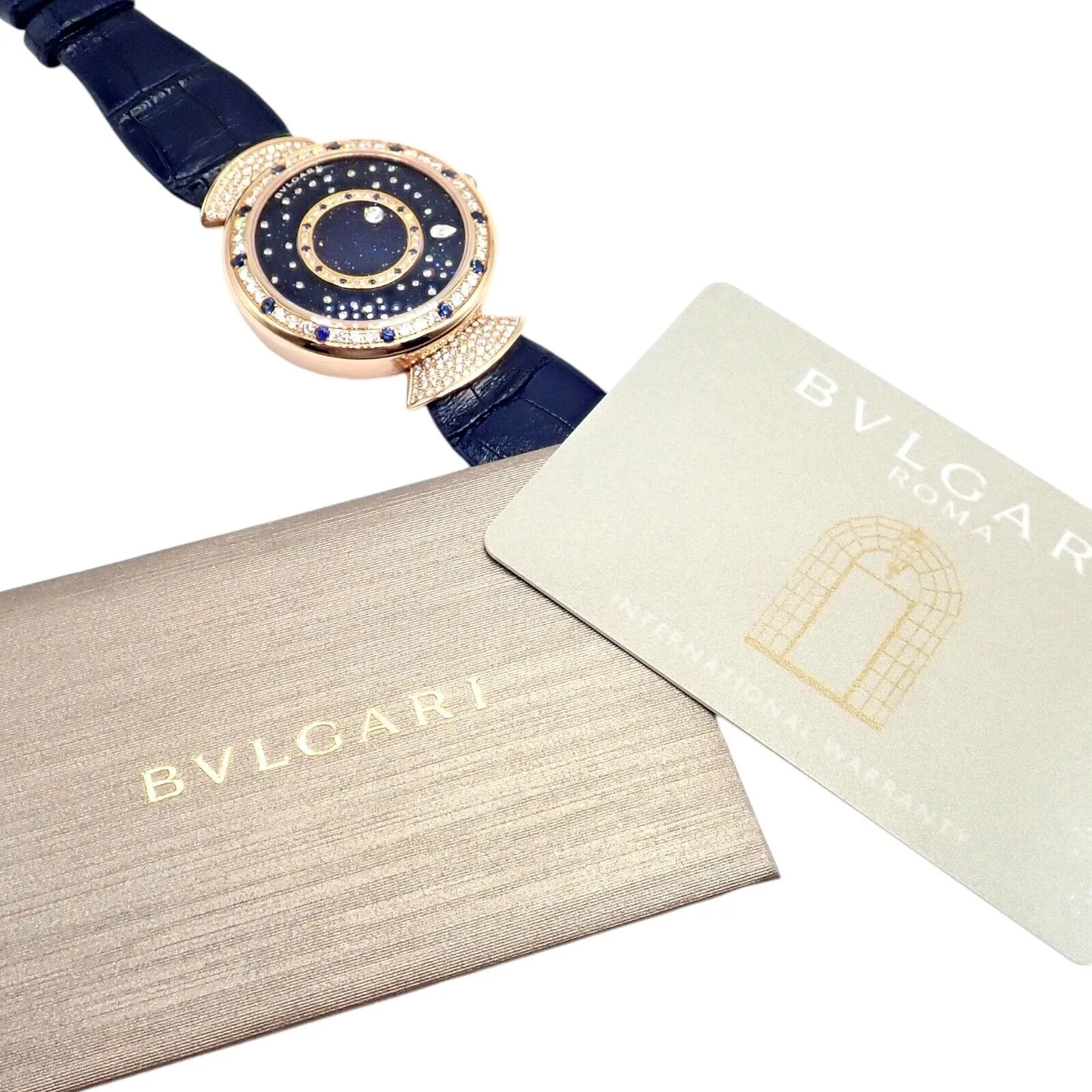 Bulgari 18k Rose Gold Diamond Sapphire Divas Dream Automatic Roman Night Watch