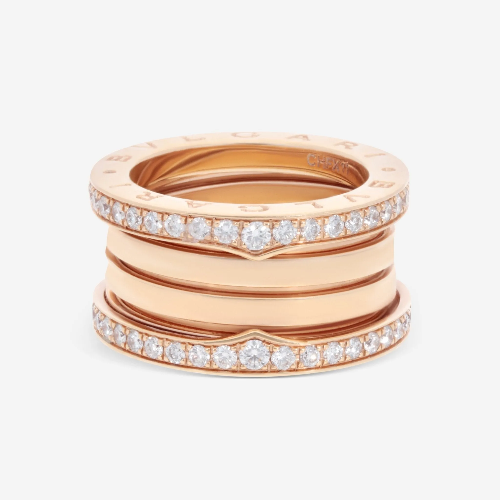Bulgari B.Zero1 18K Rose Gold Diamond Ring Sz. 5.5 348025
