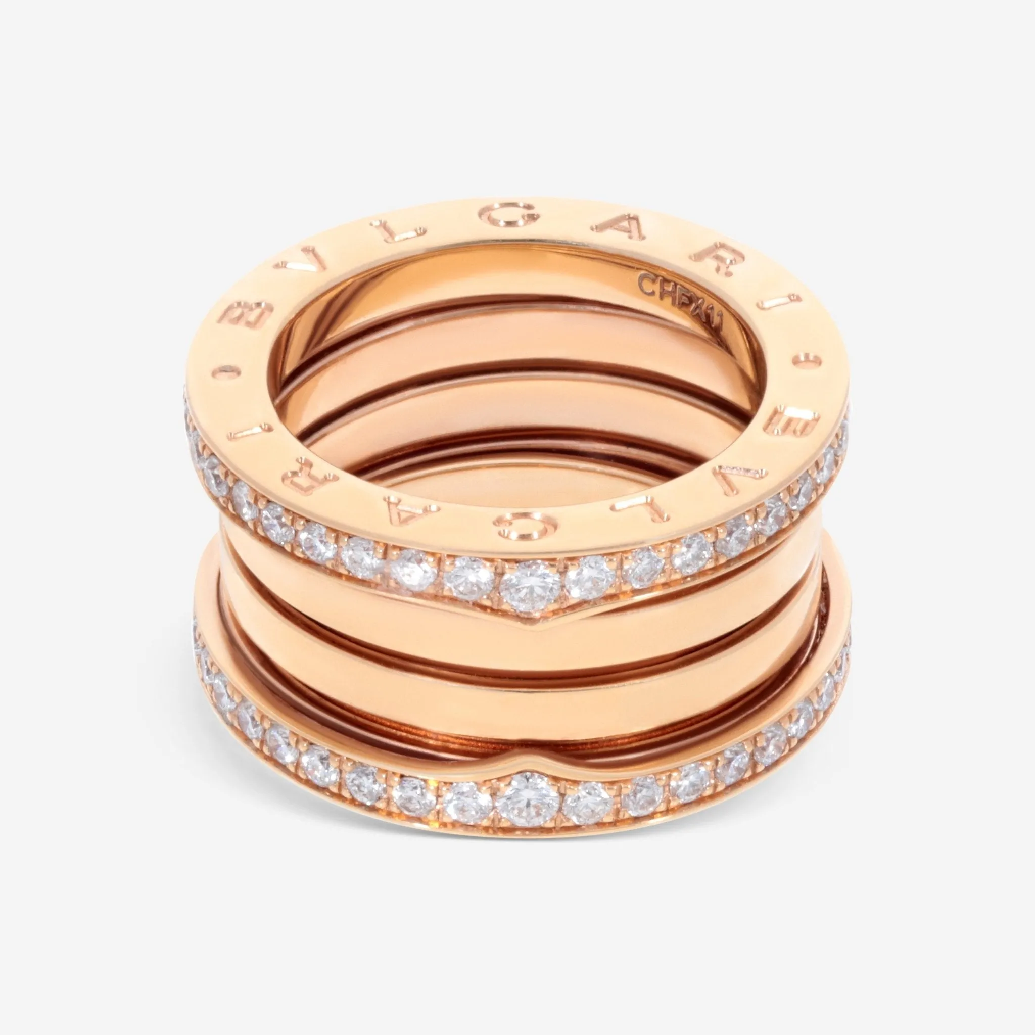 Bulgari B.Zero1 18K Rose Gold Diamond Ring Sz. 5.5 348025