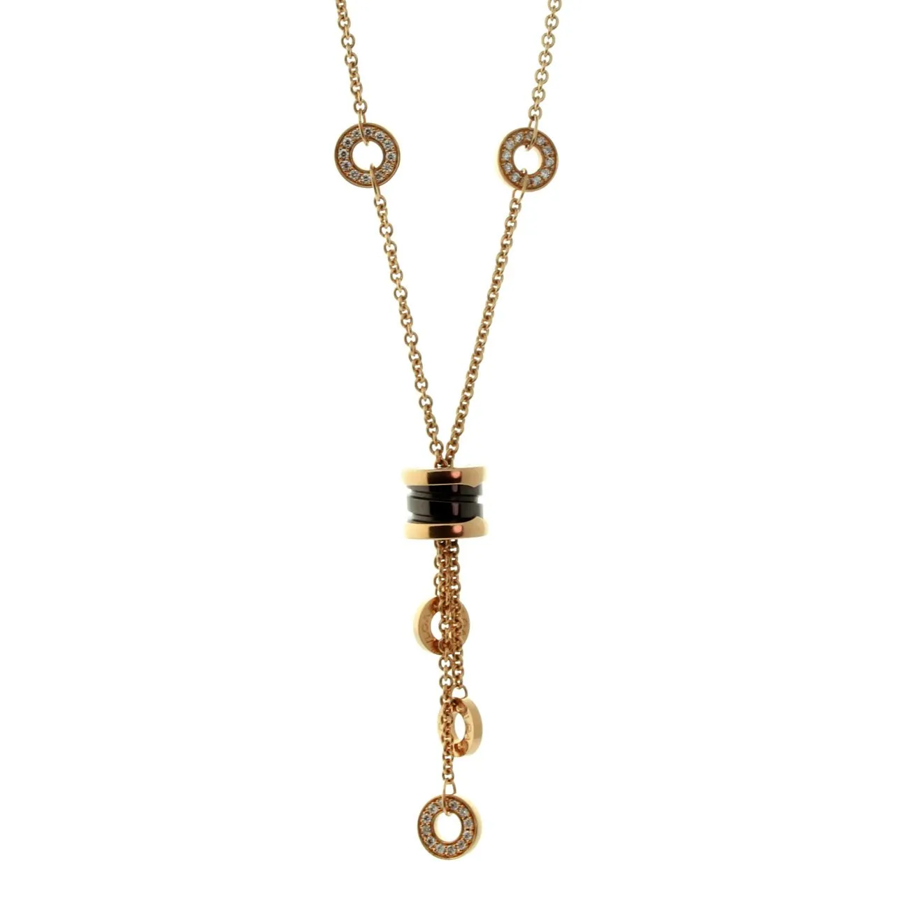 Bulgari B.Zero1 Ceramic Diamond Gold Necklace