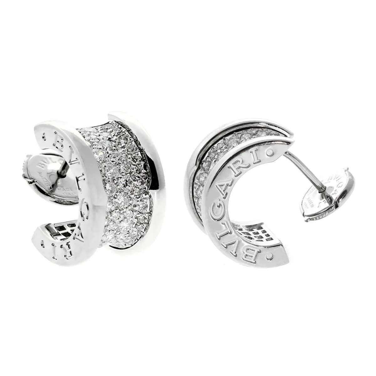 Bulgari B.Zero1 Pave Diamond White Gold Earrings