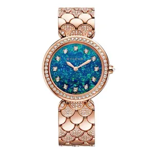 Bulgari Divas Dream 33mm Watch - Ref: 103646 - Blue Opal Dial & Diamond Bezel, 18K Rose Gold Pave Diamond Bracelet