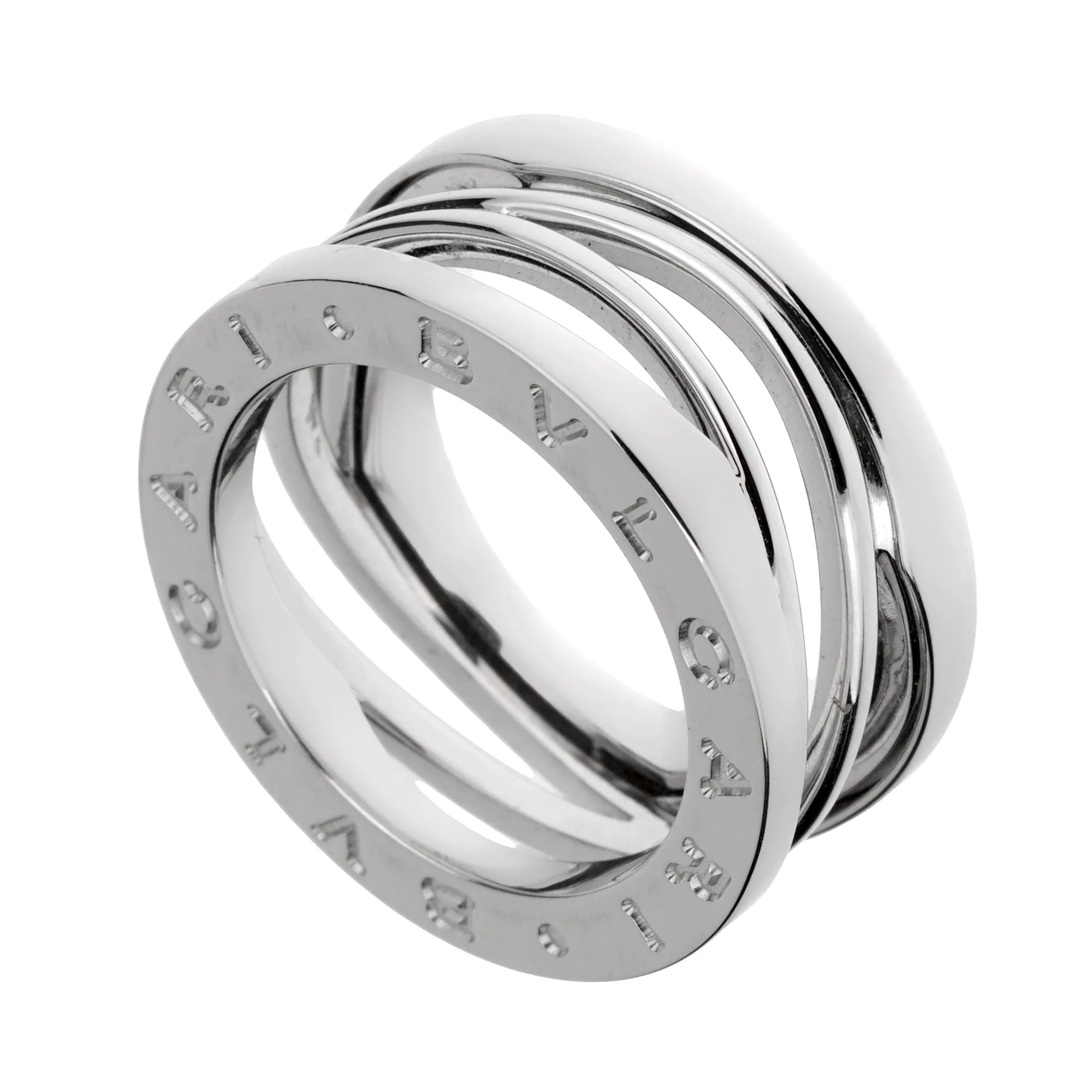 Bvlgari B.zero1 Legend Three Band White Gold Ring Sz 5 1/2