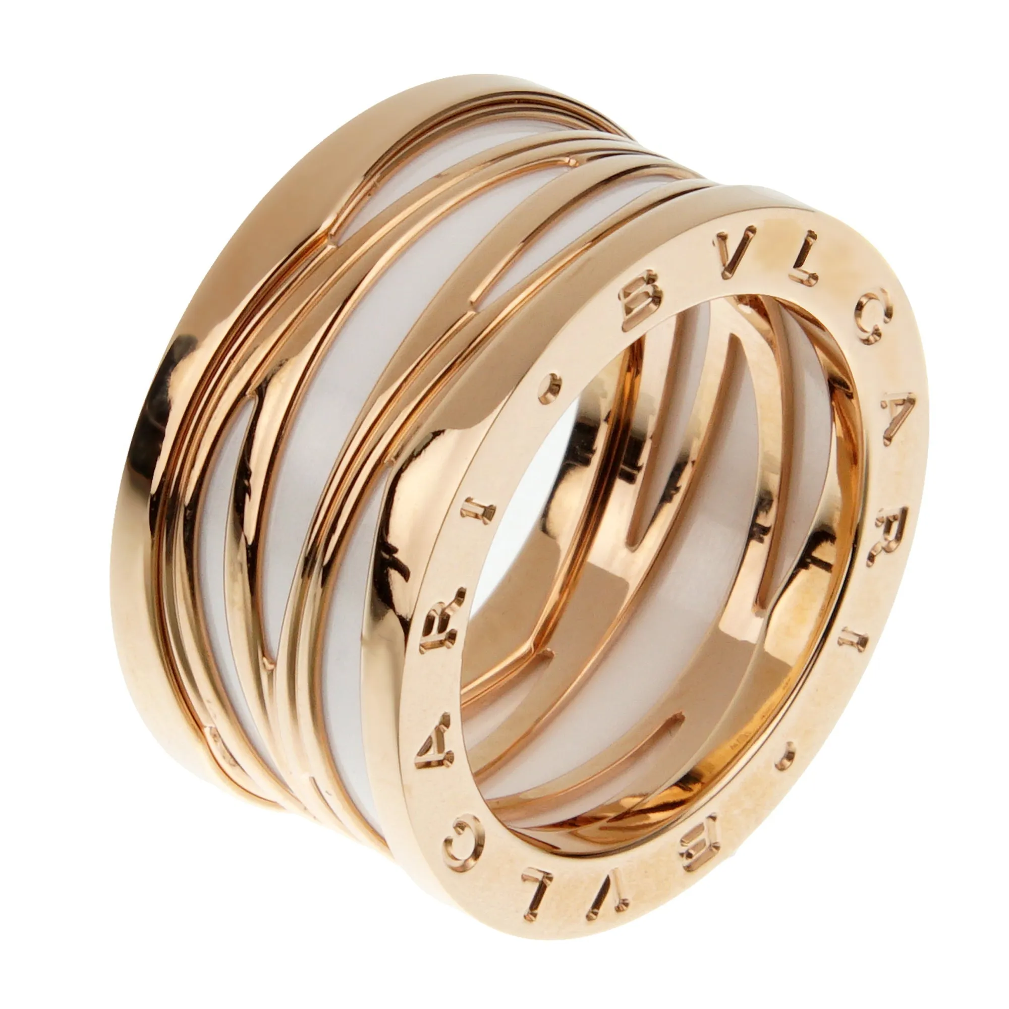 Bvlgari B.zero1 Legends Rose Gold Ceramic Band Ring Sz 11