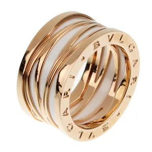 Bvlgari B.zero1 Legends Rose Gold Ceramic Band Ring Sz 11