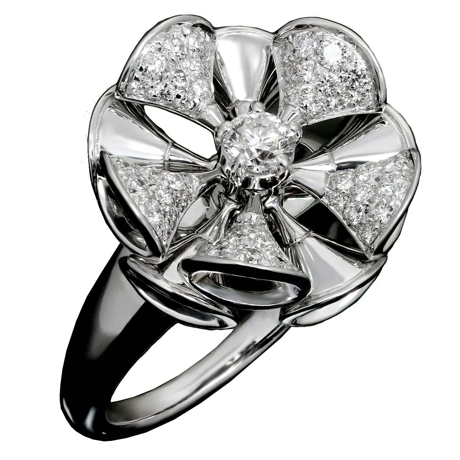Bvlgari Divas Dream White Gold Diamond Cocktail Ring Sz 6 1/4