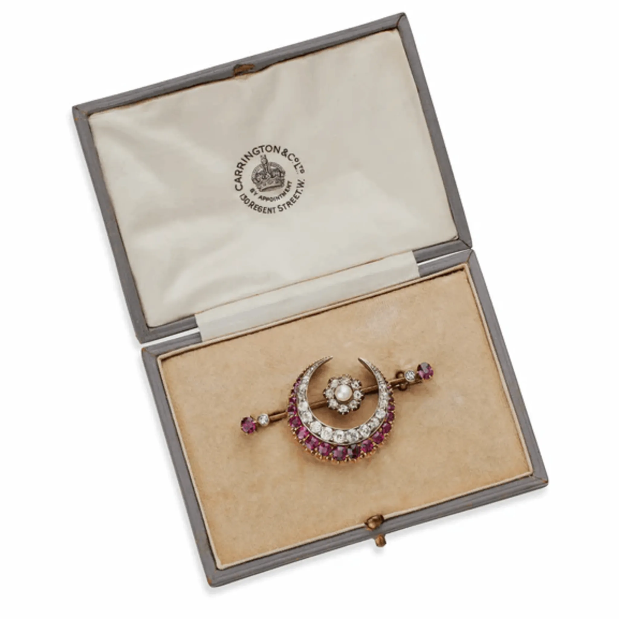 Carrington & Co. Antique Silver-Topped 18KT Yellow Gold Diamond, Pearl & Ruby Brooch