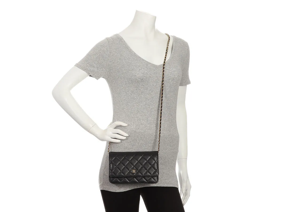 Chanel Black Quilted Caviar Wallet On Chain WOC