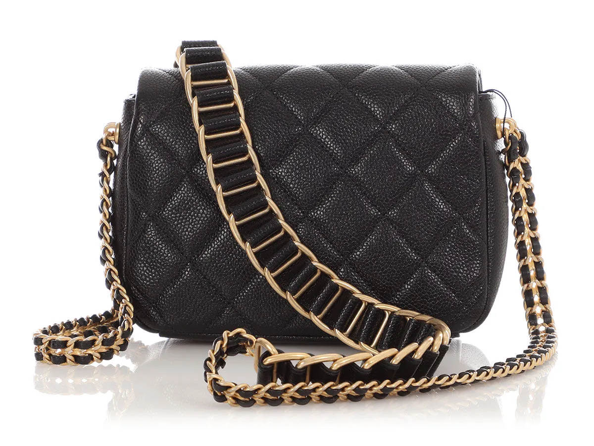 Chanel Mini Black Quilted Caviar Mdallion Flap