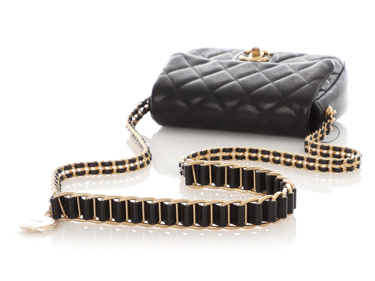 Chanel Mini Black Quilted Caviar Mdallion Flap