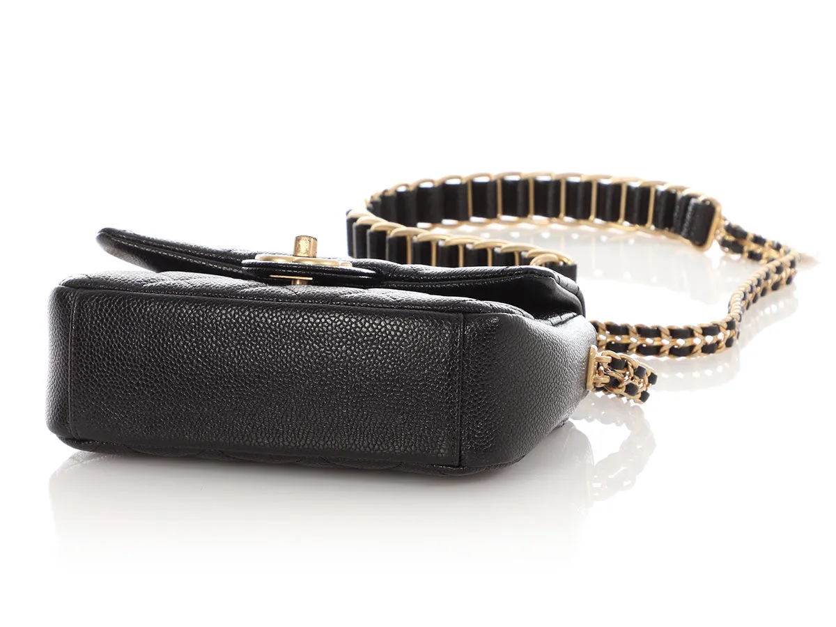 Chanel Mini Black Quilted Caviar Mdallion Flap
