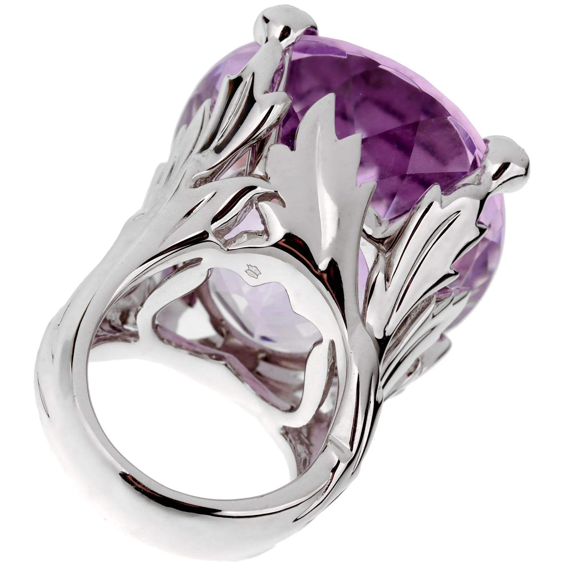 Christian Dior 44.5ct Amethyst Diamond Cocktail 18k  White Gold Ring Sz 8