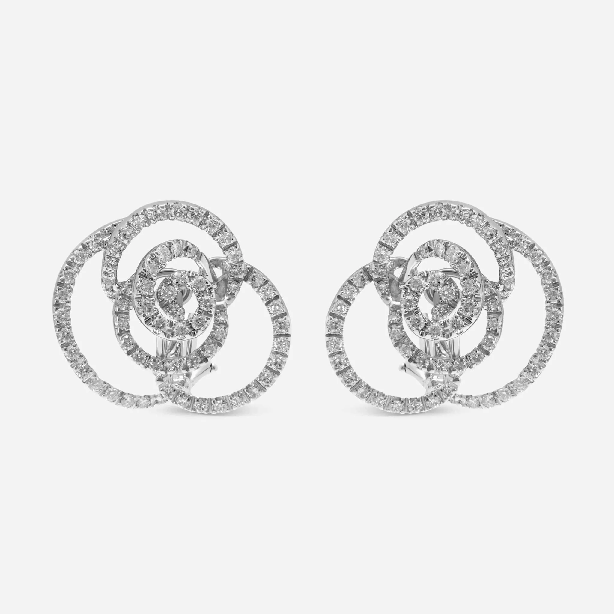 Damiani Bocciolo 18K White Gold, Diamond 2.04ct. tw. French Clip Earrings 20020638