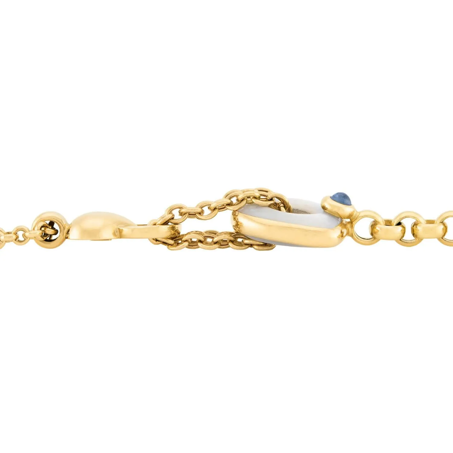 Estate 18k Mother of Pearl and Sapphire Earring and Bracelet Set