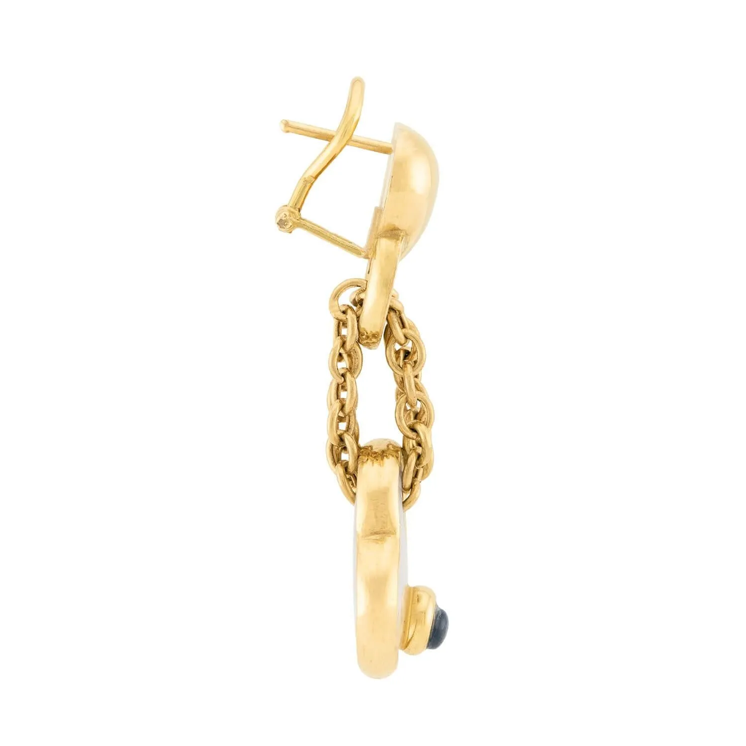 Estate 18k Mother of Pearl and Sapphire Earring and Bracelet Set