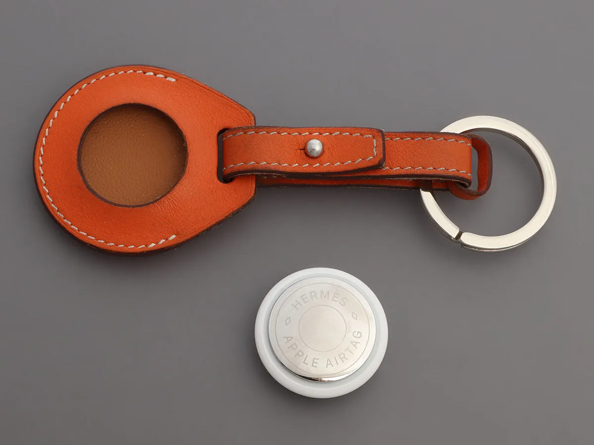 Herms Orange Swift Apple AirTag Key Ring