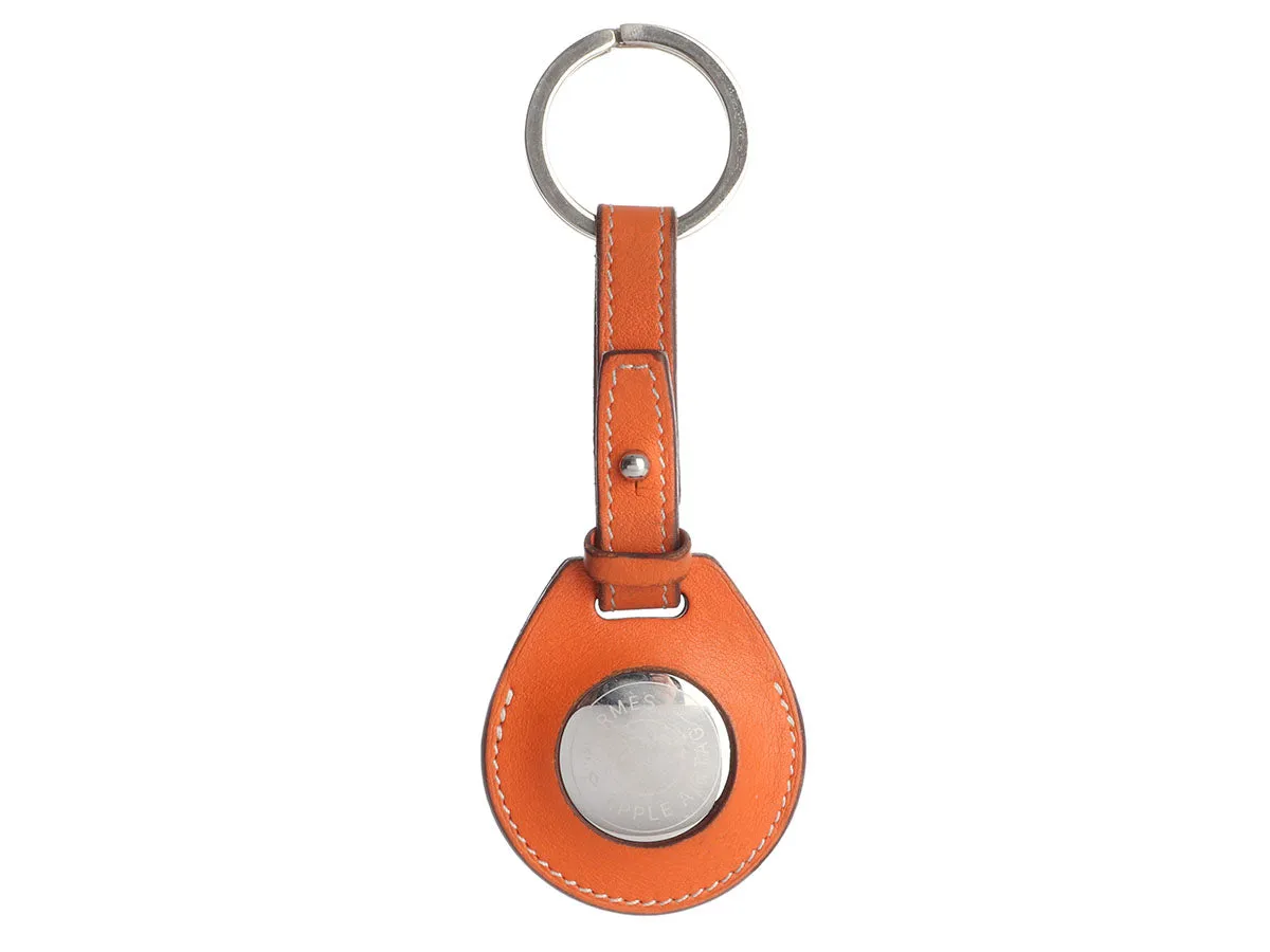 Herms Orange Swift Apple AirTag Key Ring