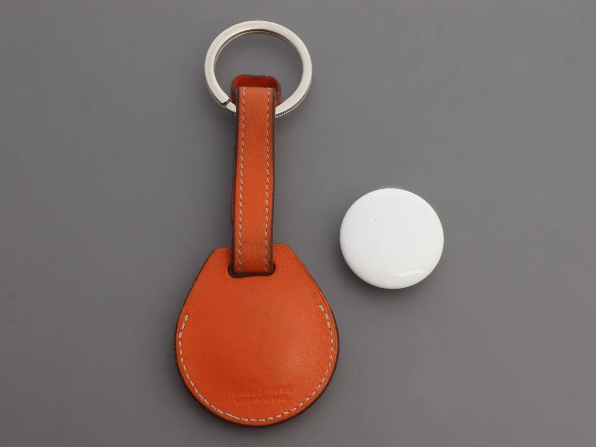 Herms Orange Swift Apple AirTag Key Ring