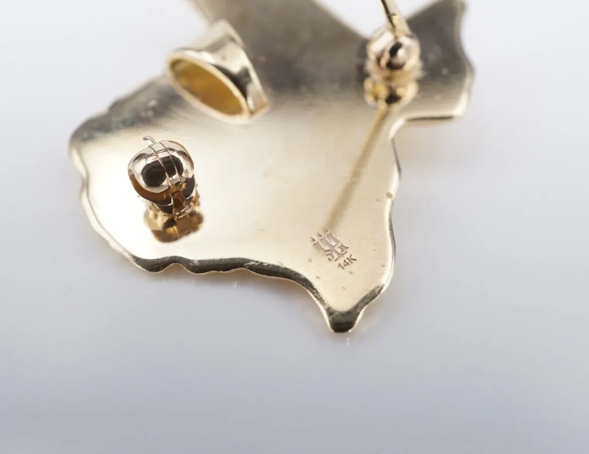 James Avery Texas Rose Pendant Brooch 14k Gold 0.8" Rare Retired PG1793