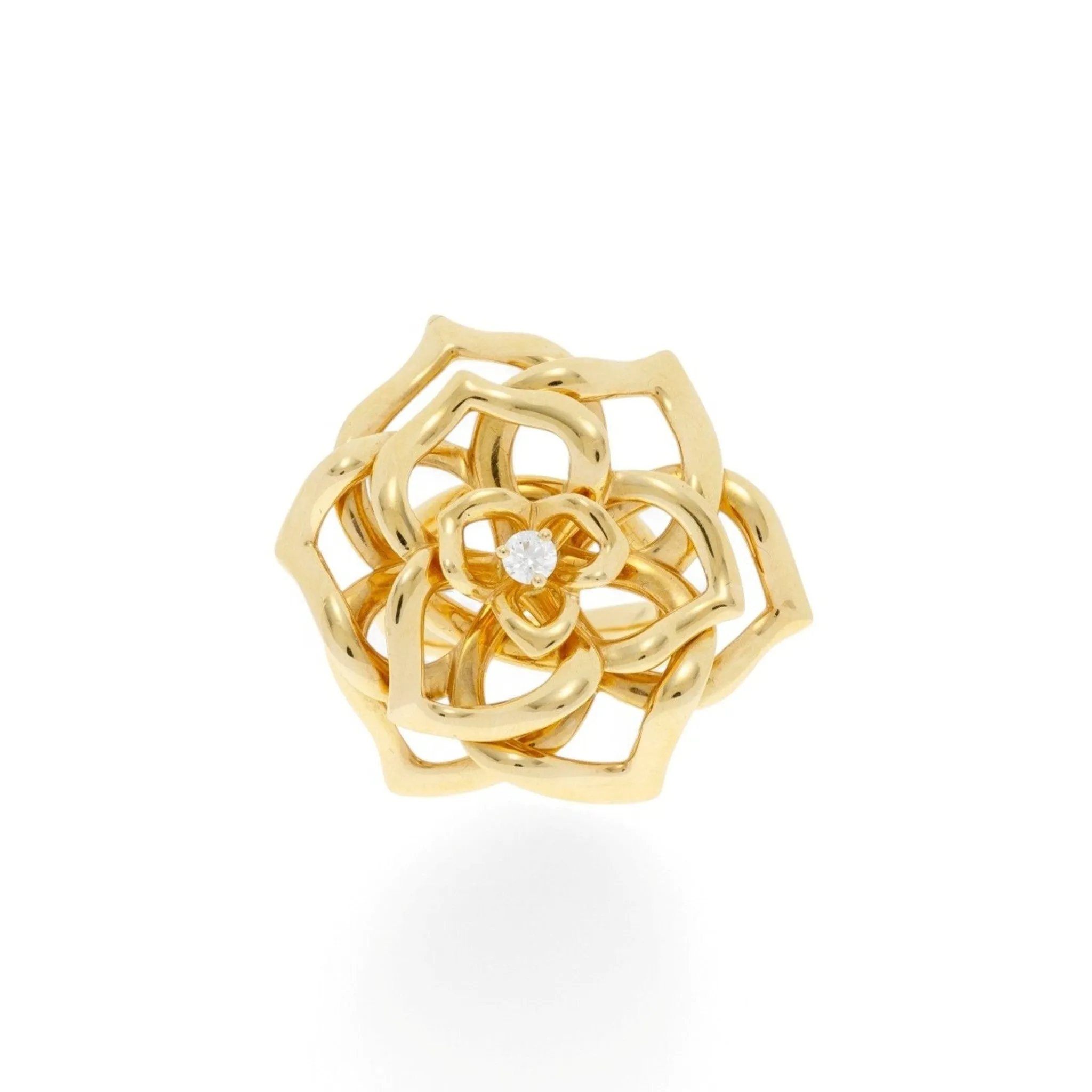 Piaget Post-1980s 18KT Yellow Gold Diamond Flower Ring