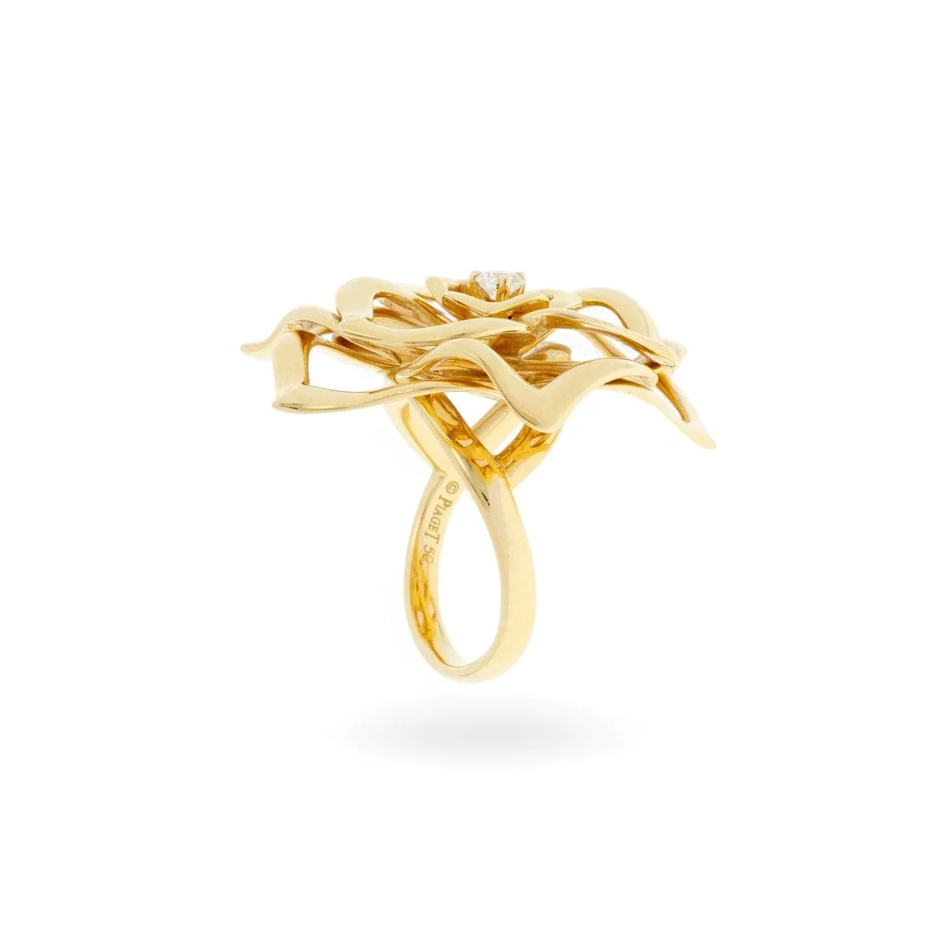 Piaget Post-1980s 18KT Yellow Gold Diamond Flower Ring