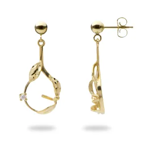 Pick A Pearl Maile Earrings in Gold with Diamonds