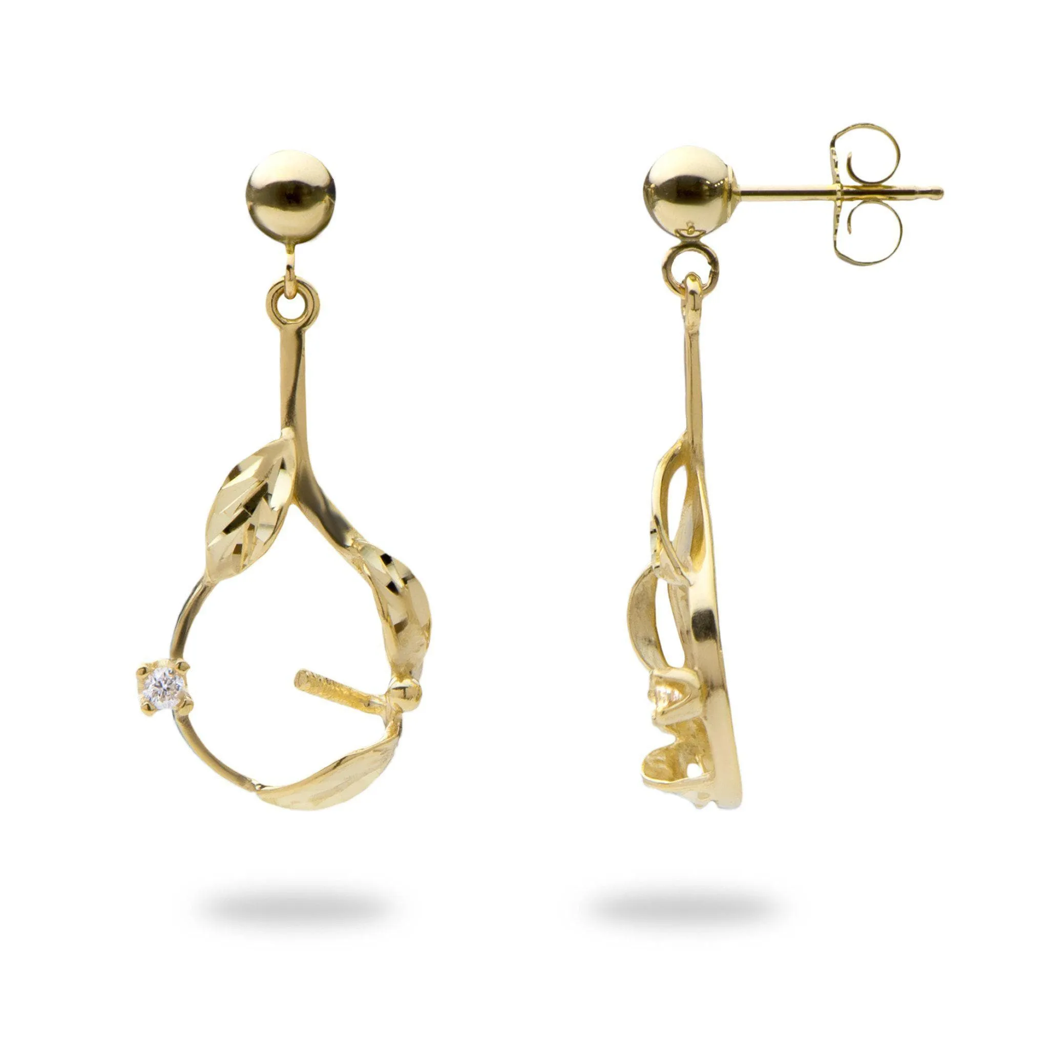 Pick A Pearl Maile Earrings in Gold with Diamonds