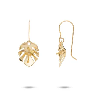 Pick A Pearl Monstera Earrings in Gold - 15mm