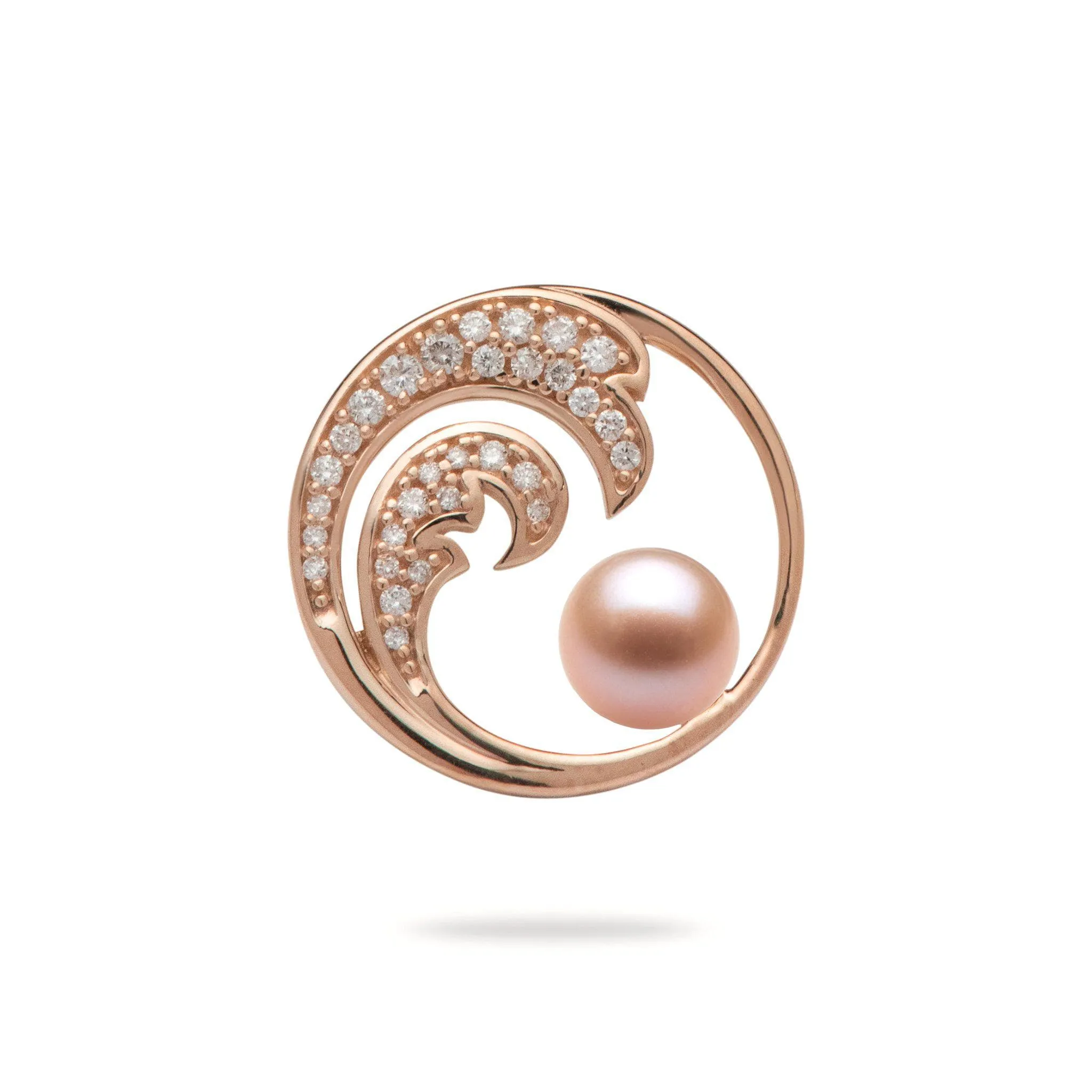 Pick A Pearl Nalu Pendant in Rose Gold with Diamonds - 18mm