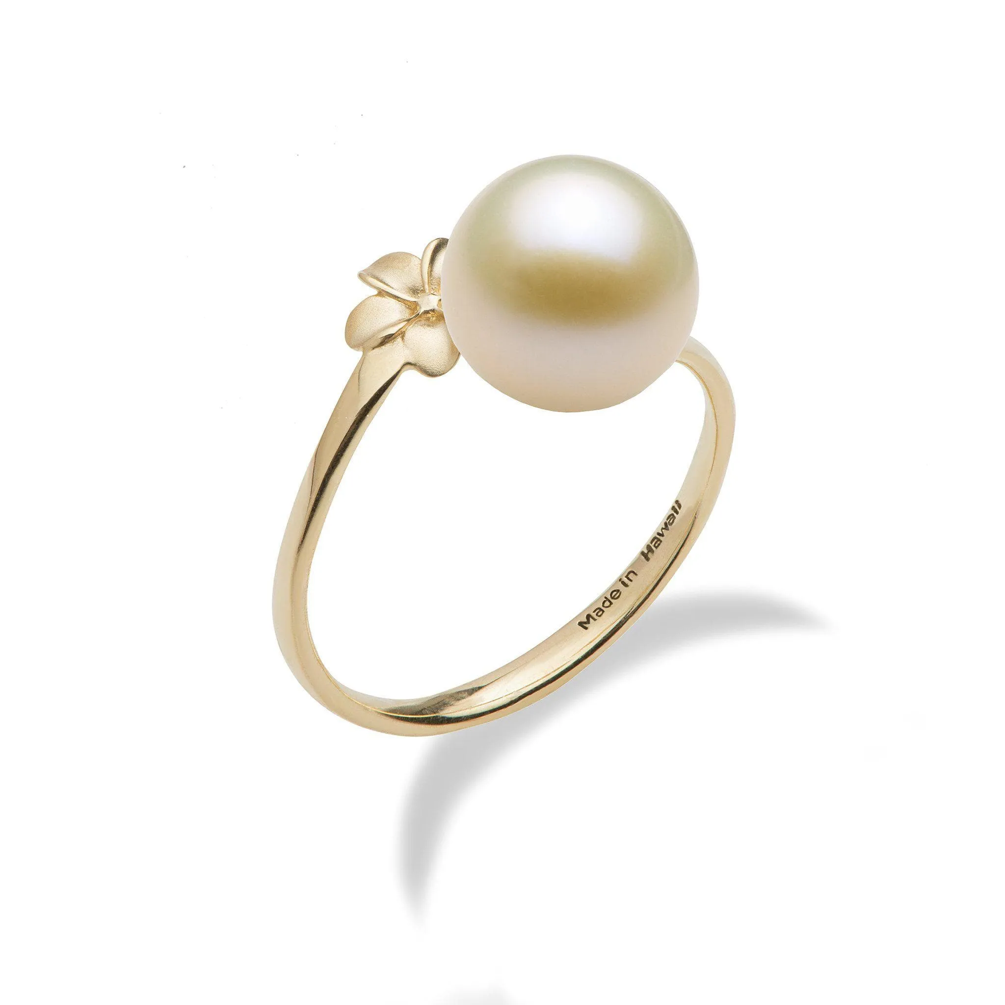 Pick A Pearl Plumeria Ring in Gold
