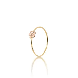 Plumeria Ring in Two Tone Gold with Diamond - 5mm