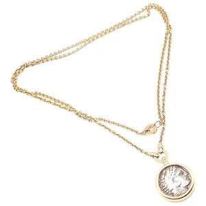 Rare! Bvlgari Bulgari 18k Yellow Gold Antique Coin Monete 38" Long Link Necklace