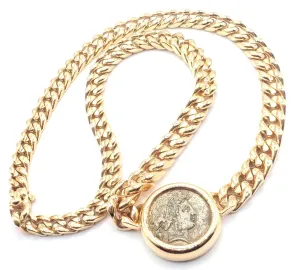 Rare! Bvlgari Bulgari 18k Yellow Gold Antique Coin Monete Link Necklace