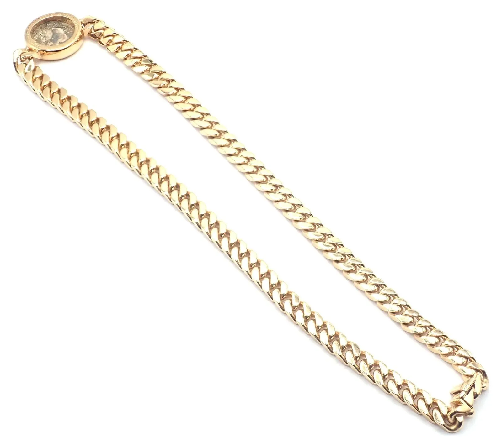 Rare! Bvlgari Bulgari 18k Yellow Gold Antique Coin Monete Link Necklace