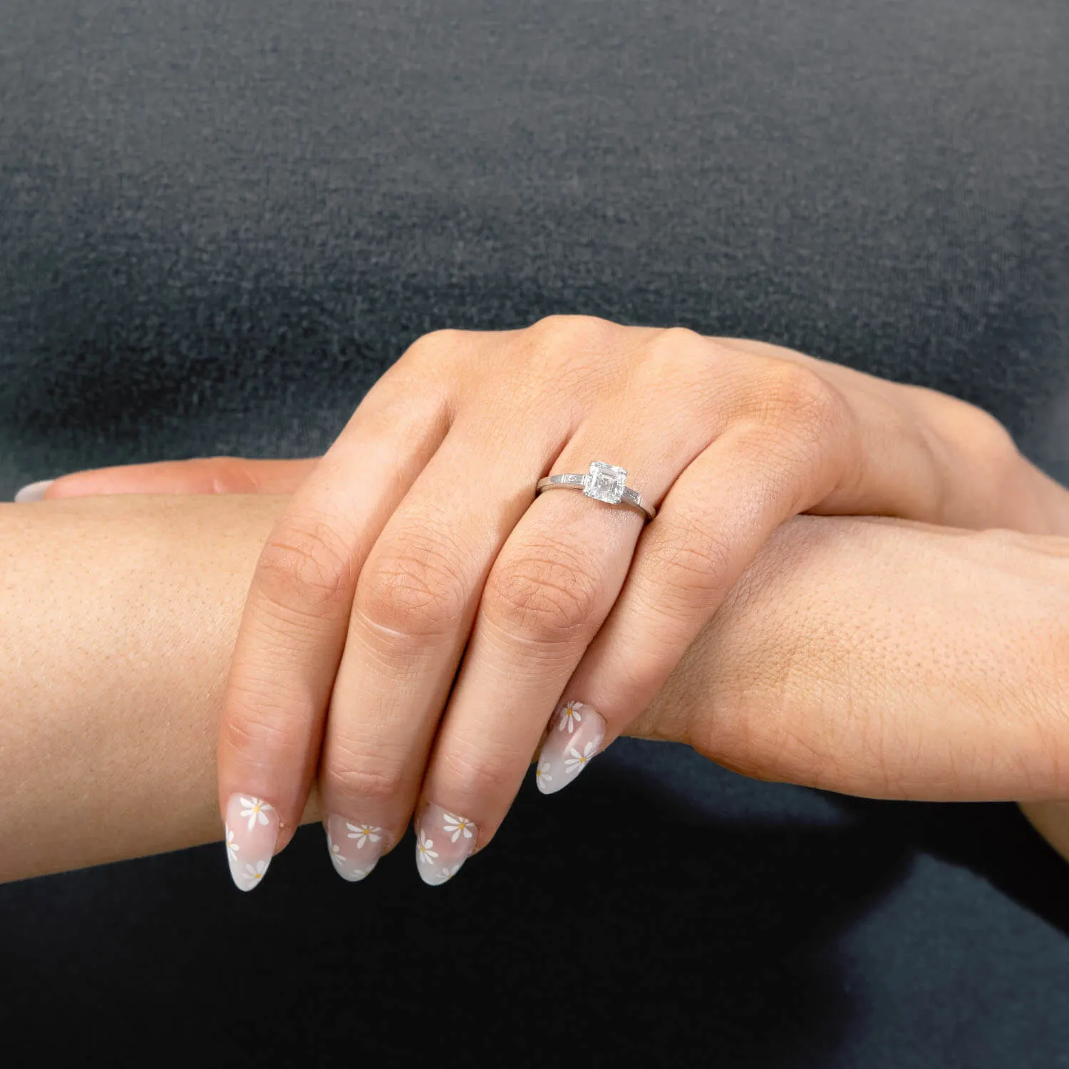 Retro Platinum Diamond Engagement Ring 1.06ct