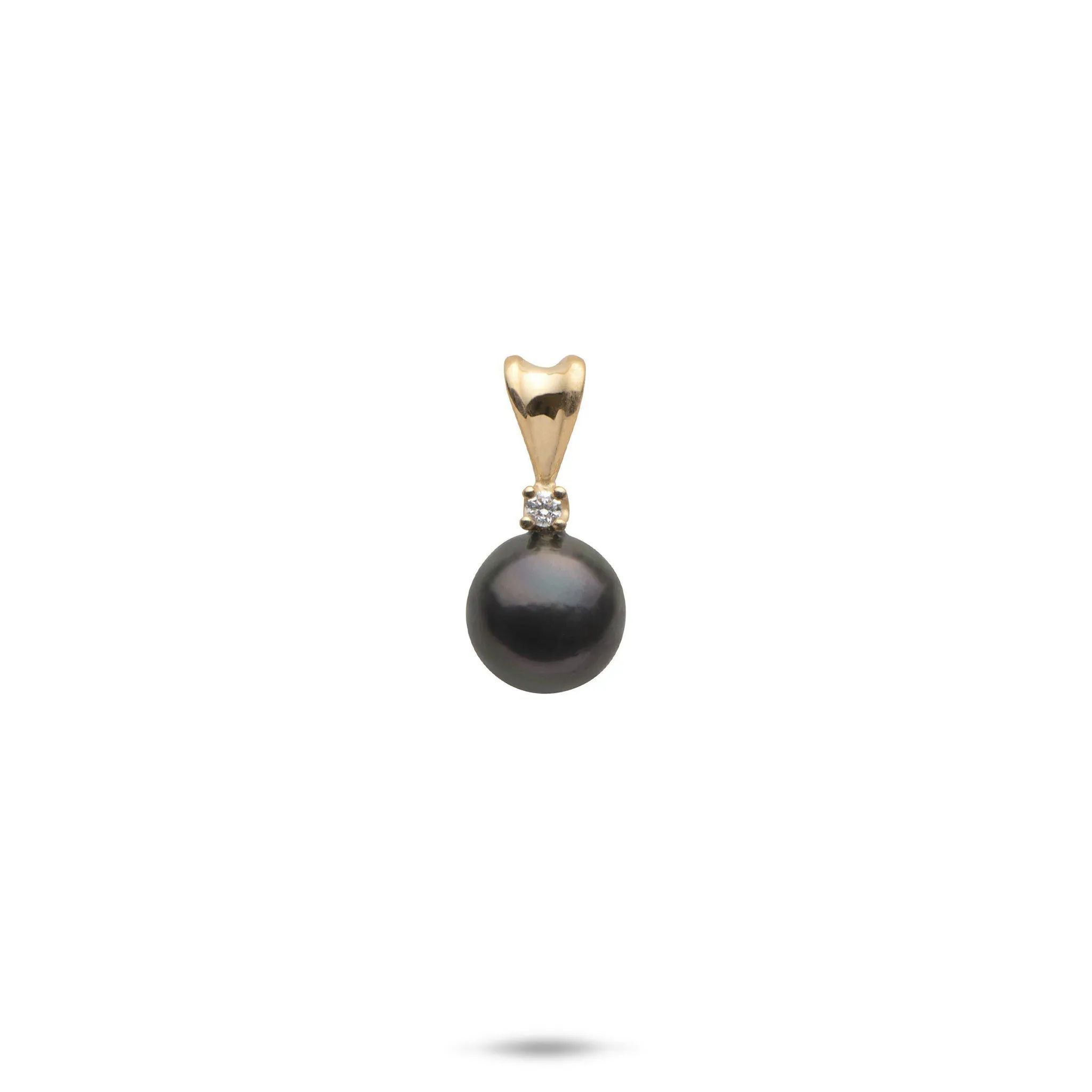 Tahitian Black Pearl Pendant in Gold with Diamonds - 7-8mm
