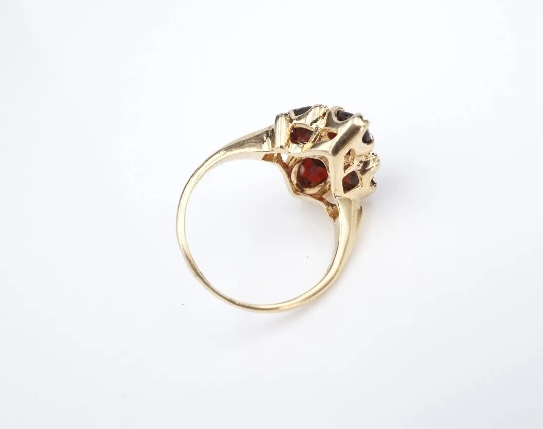 Vintage 14k Gold Diamond Garnet Cocktail Ring Size 6.5 FSFMCO RG3996