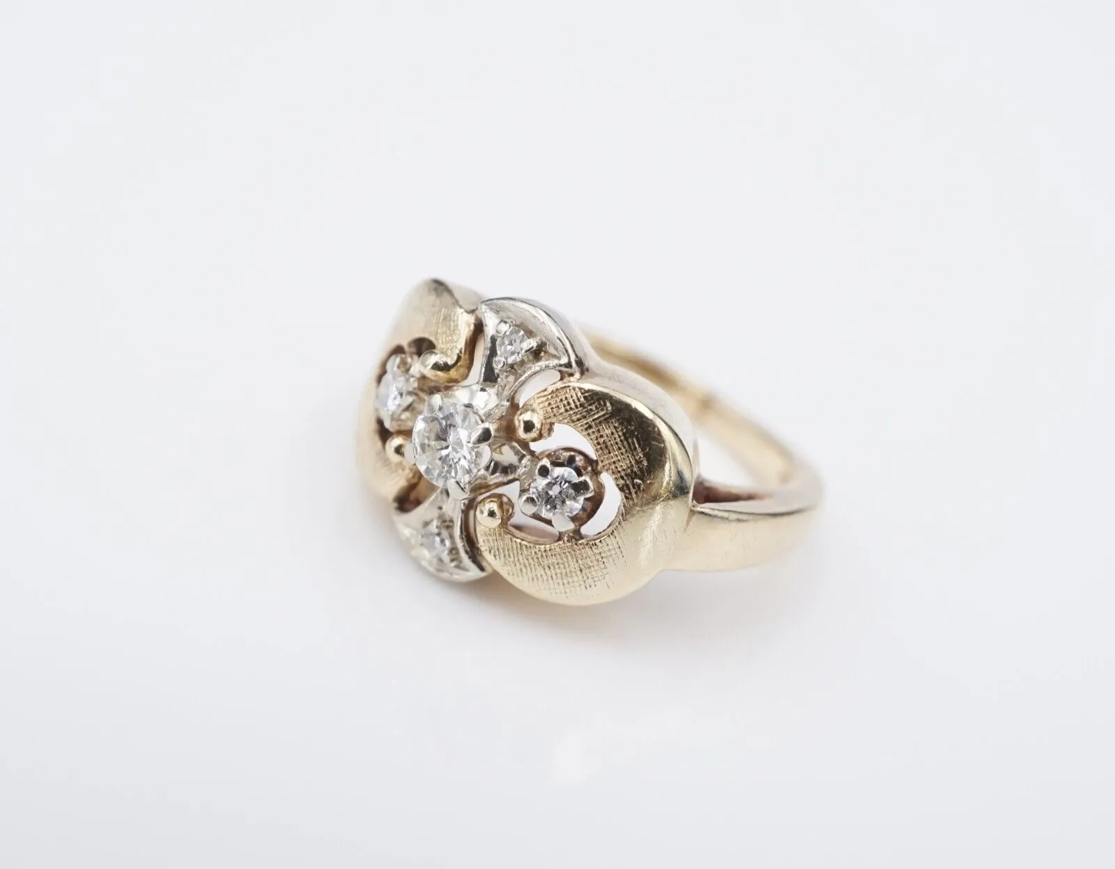 Vintage Diamond Ring 14k Gold Size 4.5 2-Tone Yellow White Sizeable RG4124